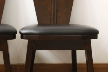 中古　美品　星野民芸(星野民藝)　個性的なデザインが存在感を放つダイニングチェア2脚セット(椅子、イス)(R-060889)