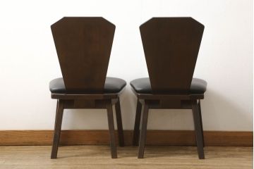 中古　美品　星野民芸(星野民藝)　個性的なデザインが存在感を放つダイニングチェア2脚セット(椅子、イス)(R-060889)