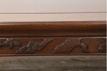 和製ビンテージ　国産指物家具　中森喜三郎作　漆塗り　花梨(カリン)材　幕板に彫刻された松竹梅が目を引く座卓(ローテーブル、センターテーブル、ヴィンテージ)(R-060891)