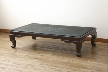 中古　韓国民芸家具　華やかな螺鈿(ラデン)細工が目を惹く座卓(ローテーブル)(R-060892)