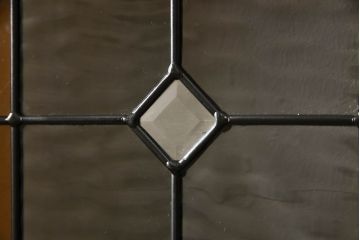 中古　美品　オーク材　ステンドグラス入り　置くだけでお部屋のアクセントになる折り畳み式パーテーション(衝立て、つい立て、間仕切り、折りたたみ)(定価約18万円)(R-060893)