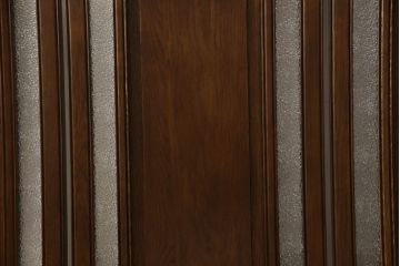中古　美品　オーク材　ステンドグラス入り　置くだけでお部屋のアクセントになる折り畳み式パーテーション(衝立て、つい立て、間仕切り、折りたたみ)(定価約18万円)(R-060893)