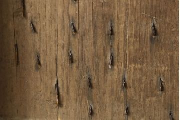 アンティーク建具　総栗材　どっしりとした重厚感が魅力の鉄板張り蔵戸1枚(鉄扉、鉄戸、引き戸、玄関戸)(R-060895)