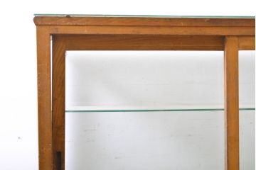和製アンティーク　特大　ナラ(楢)材　素朴な木の風合いに懐かしさを感じるカウンターガラスケース(Gケース、ショーケース、ディスプレイケース、コレクションケース、キャビネット、飾り棚、陳列棚、店舗什器、英国)(R-060898)