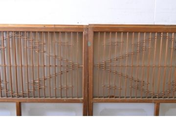 アンティーク建具　すりガラス　素通しガラス　ダイヤガラス　組子細工が美しいガラス戸4枚セット(引き戸)(R-060907)
