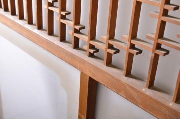 アンティーク建具　すりガラス　素通しガラス　ダイヤガラス　組子細工が美しいガラス戸4枚セット(引き戸)(R-060907)