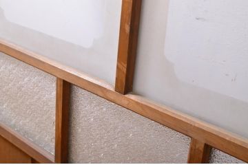 アンティーク建具　すりガラス　素通しガラス　ダイヤガラス　組子細工が美しいガラス戸4枚セット(引き戸)(R-060907)