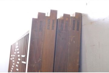 アンティーク建具　すりガラス　素通しガラス　ダイヤガラス　組子細工が美しいガラス戸4枚セット(引き戸)(R-060907)