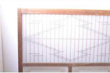 アンティーク建具　すりガラス　素通しガラス　ダイヤガラス　組子細工が美しいガラス戸4枚セット(引き戸)(R-060907)
