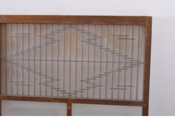 アンティーク建具　すりガラス　素通しガラス　ダイヤガラス　組子細工が美しいガラス戸4枚セット(引き戸)(R-060907)