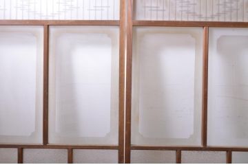 アンティーク建具　すりガラス　素通しガラス　ダイヤガラス　組子細工が美しいガラス戸4枚セット(引き戸)(R-060907)