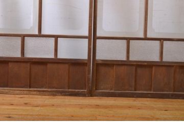 アンティーク建具　すりガラス　素通しガラス　ダイヤガラス　組子細工が美しいガラス戸4枚セット(引き戸)(R-060907)