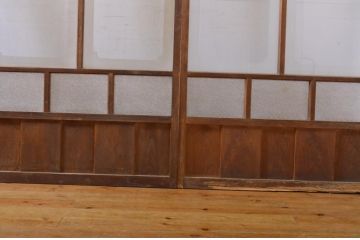 アンティーク建具　すりガラス　素通しガラス　ダイヤガラス　組子細工が美しいガラス戸4枚セット(引き戸)(R-060907)