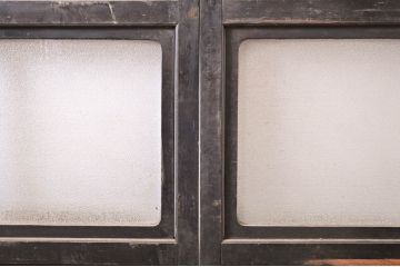 アンティーク建具　ダイヤガラス　和の雰囲気漂うガラス帯戸2枚セット(引き戸、ガラス戸、板戸)(R-060908)