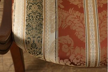 中古　美品　DREXEL HERITAGE(ドレクセルヘリテイジ)　ESPERANTO(エスペラント)　光沢のあるファブリックが高級感を醸し出すアーム付きダイニングチェア(イス、椅子)(定価約24万円)(R-060915)