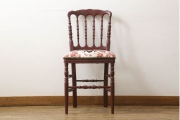 中古　超美品　グッチ(GUCCI)　ビー(ハチ)　エンブロイダリー　個性的なデザインが空間のアクセントになるウッドチェア(椅子、イス、ハーバリウムプリント)(定価約32万円)(R-060941)