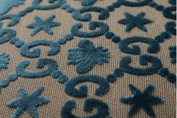 中古　超美品　グッチ(GUCCI)　GGジャカード　ビー(ハチ)&スター　ブルーカラーが空間のアクセントになるウッドチェア(椅子、イス)(定価約27万5千円)(R-060942)