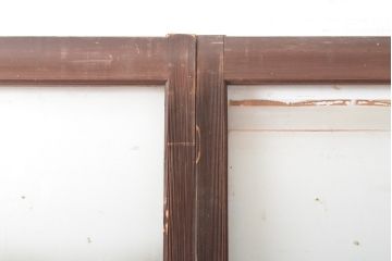アンティーク建具　昭和中期　シンプルなデザインで合わせやすいガラス戸2枚セット(引き戸、建具)(R-060947)
