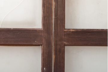 アンティーク建具　昭和中期　シンプルなデザインで合わせやすいガラス戸2枚セット(引き戸、建具)(R-060947)