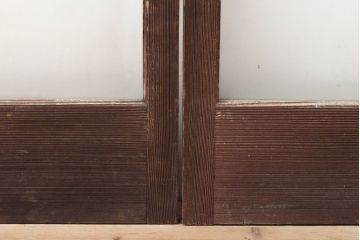 アンティーク建具　昭和中期　シンプルなデザインで合わせやすいガラス戸2枚セット(引き戸、建具)(R-060947)