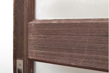 アンティーク建具　昭和中期　シンプルなデザインで合わせやすいガラス戸2枚セット(引き戸、建具)(R-060947)