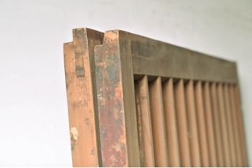 アンティーク建具　和の雰囲気漂うガラス入り格子戸2枚セット(玄関戸、引き戸、ガラス戸)(R-060948)