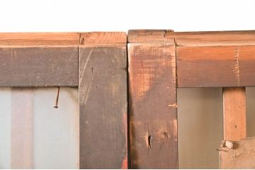 アンティーク建具　和の雰囲気漂うガラス入り格子戸2枚セット(玄関戸、引き戸、ガラス戸)(R-060948)