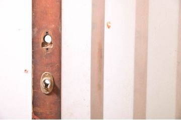 アンティーク建具　和の雰囲気漂うガラス入り格子戸2枚セット(玄関戸、引き戸、ガラス戸)(R-060948)
