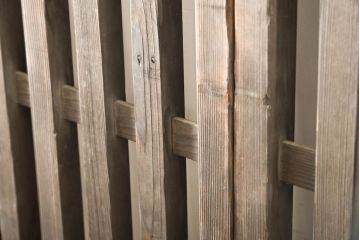 アンティーク建具　和の風情漂う荒格子戸2枚セット(格子戸、引き戸)(R-060950)