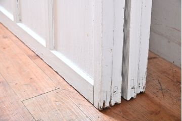 アンティーク建具　すりガラス　素通しガラス　ダイヤガラス　シンプルなデザインがお部屋に取り入れやすいガラス戸4枚セット(引き戸)(R-060951)