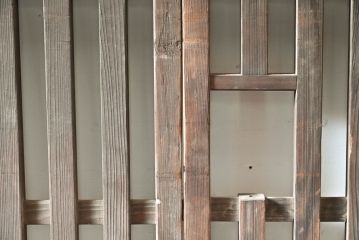 アンティーク建具　和の空間づくりにおすすめの荒格子戸2枚セット(引き戸)(R-060952)