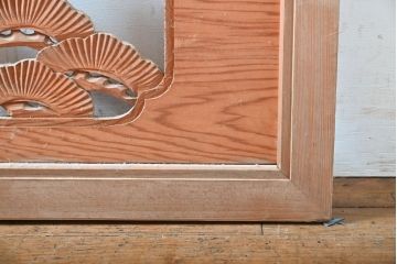 アンティーク建具　松と竹の彫刻が和の雰囲気を高める欄間1枚(明かり取り、明り取り)(R-060953)