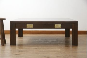 中古　カリモク　domani(ドマーニ)　Morganton(モーガントン)　ゴールドの引手が高級感を演出するセンターテーブル(リビングテーブル、ローテーブル)(定価約22万円)(R-060954)
