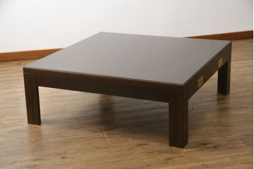 中古　カリモク　domani(ドマーニ)　Morganton(モーガントン)　ゴールドの引手が高級感を演出するセンターテーブル(リビングテーブル、ローテーブル)(定価約22万円)(R-060954)