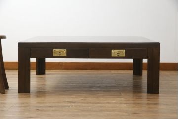 中古　カリモク　domani(ドマーニ)　Morganton(モーガントン)　ゴールドの引手が高級感を演出するセンターテーブル(リビングテーブル、ローテーブル)(定価約22万円)(R-060954)