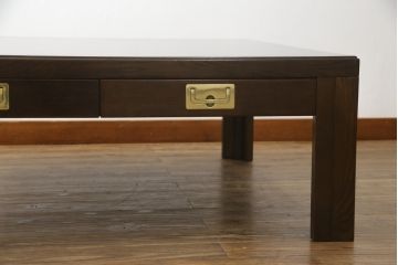中古　カリモク　domani(ドマーニ)　Morganton(モーガントン)　ゴールドの引手が高級感を演出するセンターテーブル(リビングテーブル、ローテーブル)(定価約22万円)(R-060954)
