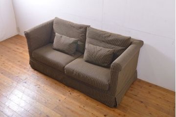 中古　美品　高級ブランド　FENDI CASA(フェンディ カーサ)　落ち着いた色合いで大人の空間を演出する2人掛けソファ(2P、二人掛け、ラブソファ)(定価約150万円)(R-060955)