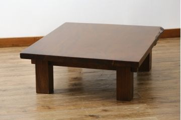 中古　栃の木一枚板　使い込まれた木味が趣ある座卓(ローテーブル、センターテーブル、リビングテーブル)(R-060956)