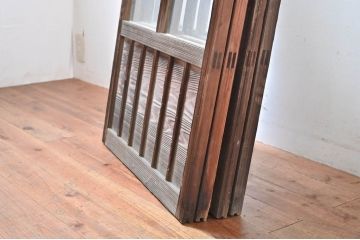 アンティーク建具　素通しガラス　昭和レトロな雰囲気漂うガラス戸4枚セット(引き戸、格子戸)(R-060963)