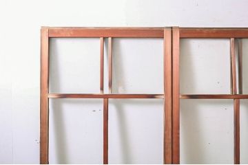アンティーク建具　素通しガラス　昭和レトロな雰囲気漂うガラス戸4枚セット(引き戸、格子戸)(R-060963)