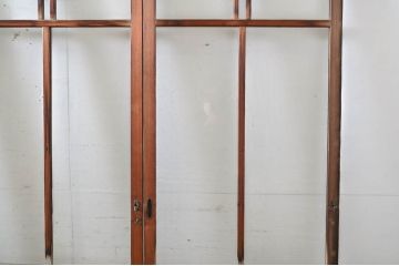 アンティーク建具　素通しガラス　昭和レトロな雰囲気漂うガラス戸4枚セット(引き戸、格子戸)(R-060963)