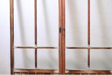 アンティーク建具　素通しガラス　昭和レトロな雰囲気漂うガラス戸4枚セット(引き戸、格子戸)(R-060963)