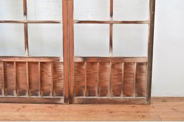 アンティーク建具　素通しガラス　昭和レトロな雰囲気漂うガラス戸4枚セット(引き戸、格子戸)(R-060963)