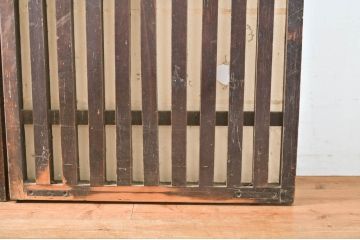 アンティーク建具　和モダンな空間づくりにおすすめの荒格子戸2枚セット(引き戸、格子戸)(R-060967)