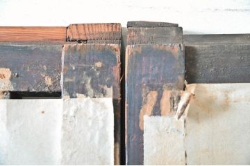 アンティーク建具　和モダンな空間づくりにおすすめの荒格子戸2枚セット(引き戸、格子戸)(R-060967)