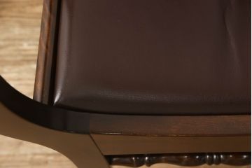 中古　美品　松本民芸家具　本革　MB型　美しいフォルムが目を惹くレザーチェア(アームチェア、椅子、イス)(定価約28万円)(R-061002)