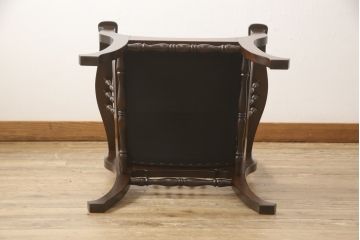中古　美品　松本民芸家具　本革　MB型　美しいフォルムが目を惹くレザーチェア(アームチェア、椅子、イス)(定価約28万円)(R-061002)