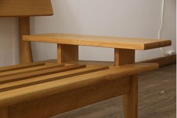 中古　美品　飛騨産業　キツツキ　森のことば　背クッション付き　両肘付ソファ3P　ハイタイプ　木のぬくもりを感じる3人掛けソファ(三人掛け、アームソファ)(R-061019)
