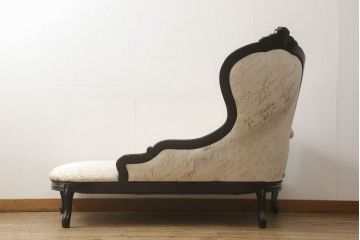 中古　美品　イタリア高級ブランド　モーダ(MODA)　優雅なデザインが目を惹くロココ調カウチソファ(2人掛けソファ、シェーズロング、2P、長椅子、二人掛け)(定価約100万円)(R-061021)