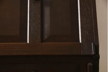 和製ビンテージ　吉田璋也(よしだしょうや)デザイン　三方欅(ケヤキ)材　和洋どちらのお部屋にも馴染むデザインが魅力的なライティングビューロー(ヴィンテージ、ワークデスク、在宅用、在宅ワーク用、座机、文机)(R-061027)